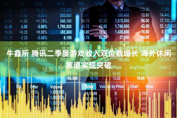 牛鑫所 腾讯二季度游戏收入双位数增长 海外休闲赛道实现突破